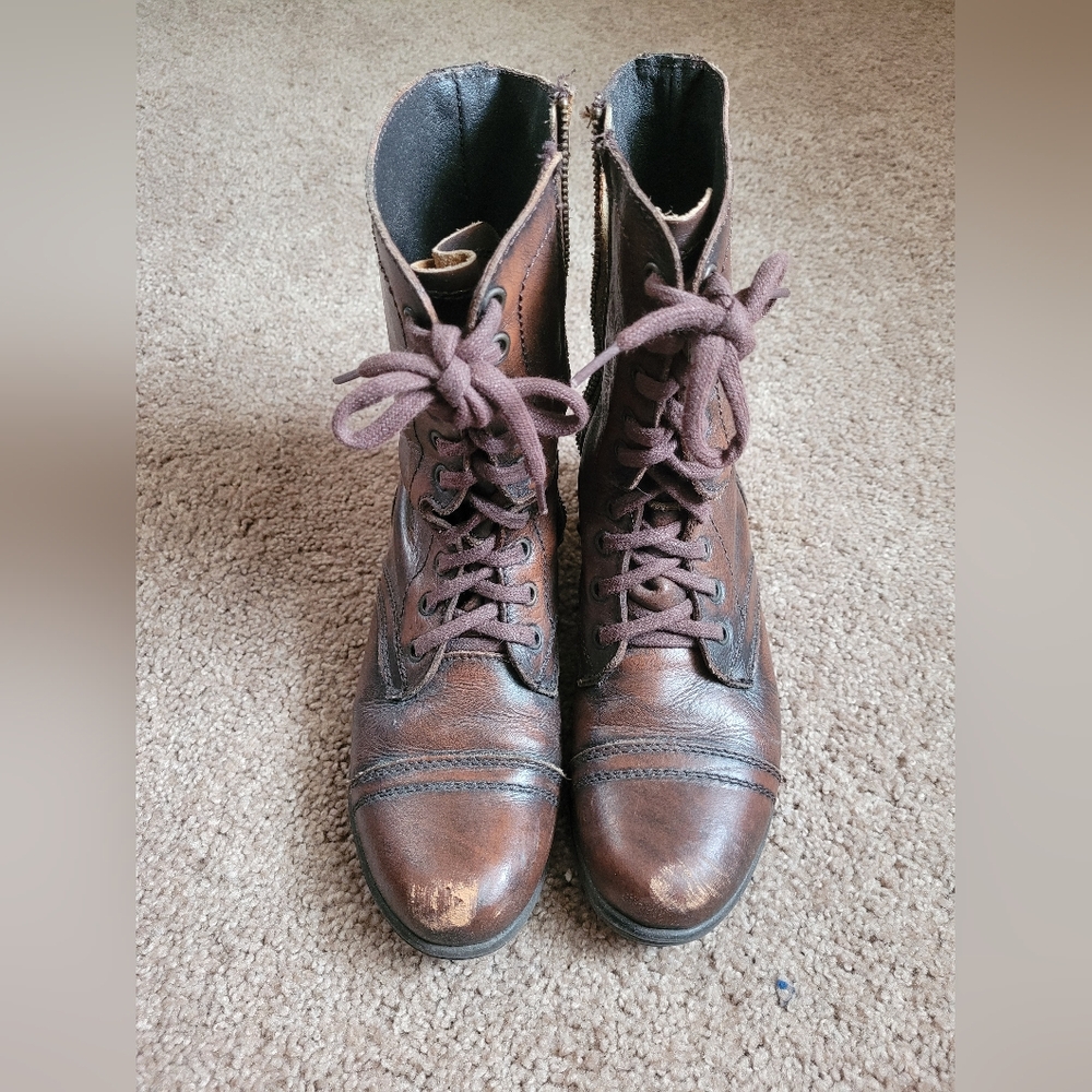 Steve Madden Troopa Leather Combat Boots